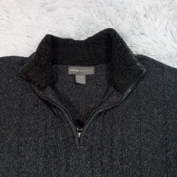 Tricots St. Raphael Mens Sweater Gray XL Mock Neck 1/4‎ Zip Sweatshirt Textured - Picture 4 of 10